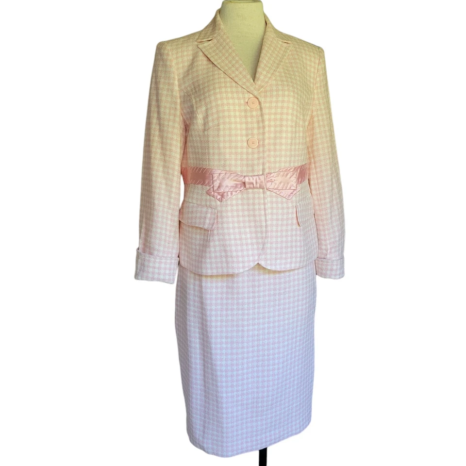 Conjunto Blazer Chaqueta Falda Apostrophe Talla 10 Para Mujer Rosa Blanco Manga Larga Forrada Foto 1 de 4