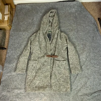 Abrigo para mujer Lauren Ralph Lauren 12 gris mezcla de lana chaqueta abierta con cinturón trabajo LRL Foto 1 de 4