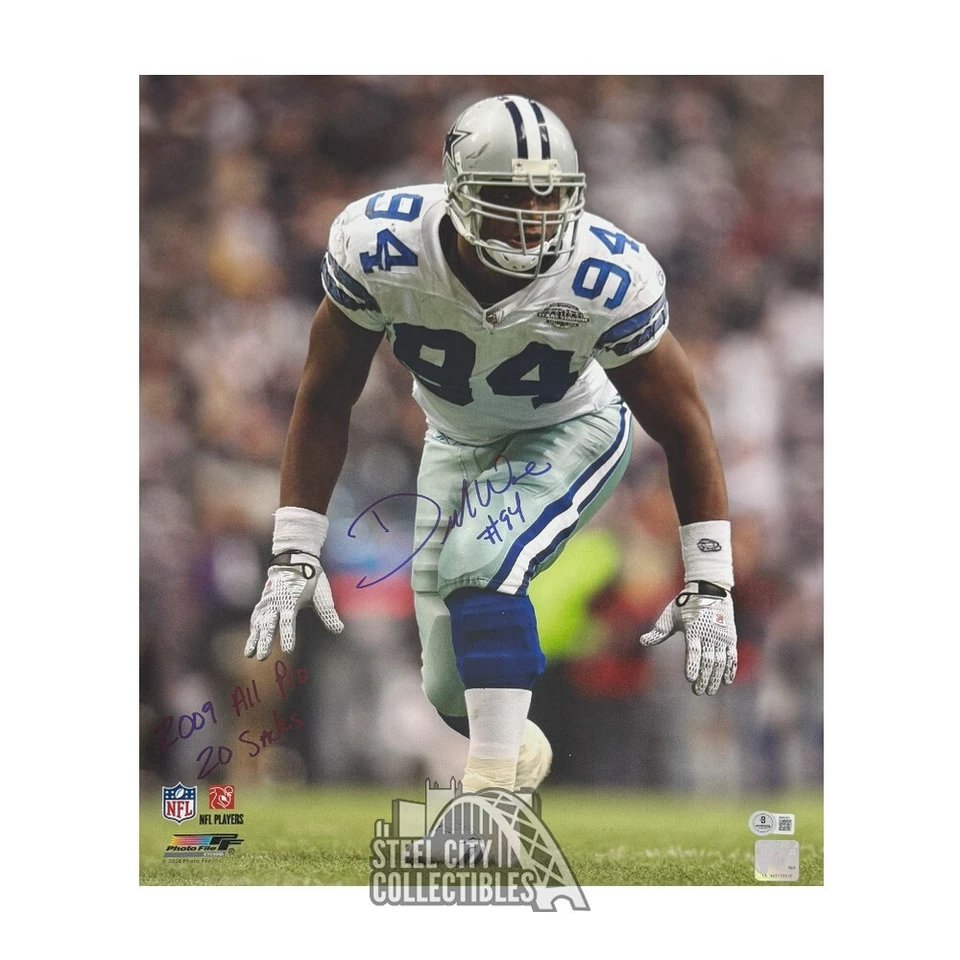 DeMarcus Ware 20 Sacks 2009 All Pro Autographed Dallas 16x20 Photo - BAS Foto 1 de 1