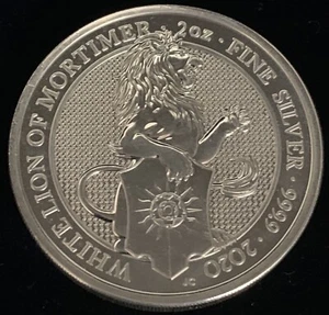 Queen's Beasts, White Lion of Mortimer, 2020 5 libras 2 tr oz plata 0,999 redondo - Imagen 1 de 4