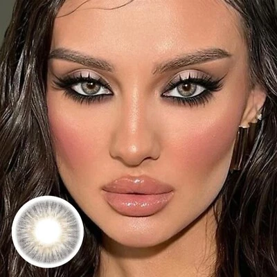 OMG GRAY Farbige Jahreslinsen Kontaktlinsen Augenlinsen ohne Stärke+ behälter - Bild 1 von 4