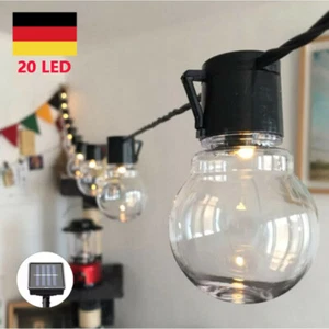LED Solar Lichterkette Glühbirnen 20 Birnen Außen Garten String Licht Party Deko - Bild 1 von 10