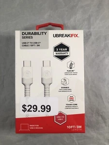 UBREAKIFIX (10-Ft) USB-C to USB-C Durability Charge/Sync Cable - White - Picture 1 of 2