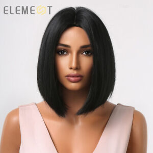 Black bob Wig Middle Part feeling Natural Soft Daily Party Wedding Short Wigs