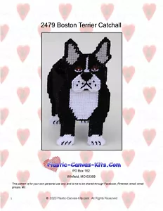 Boston Terrier Catchall-Kunststoff Leinwand Muster oder Kit - Bild 1 von 1