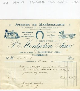Dépt 03 - Commentry Place du 14 Juillet - Belle Entête d'une Maréchalerie 1912 - Picture 1 of 1