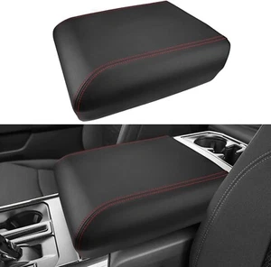 Cubierta reposabrazos consola central Ford F150 21-24 cuero negro puntada interior rojo - Imagen 1 de 7