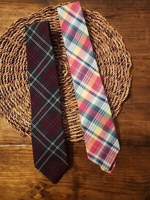 2 corbatas a cuadros Land's End Preppy de colección  Foto 1 de 4