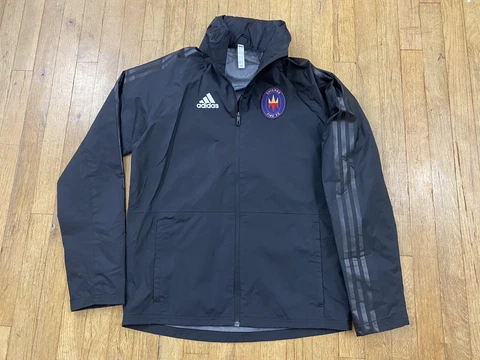 Chicago Fire Rain Jacket Mens Sz Small S Black Sewn Logo Patch 3 Stripe EUC A++ Cover