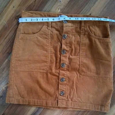 KENSIE Naranja Quemado COBRE Pana MINI Falda Abotonada Talla 8/29 Foto 1 de 4