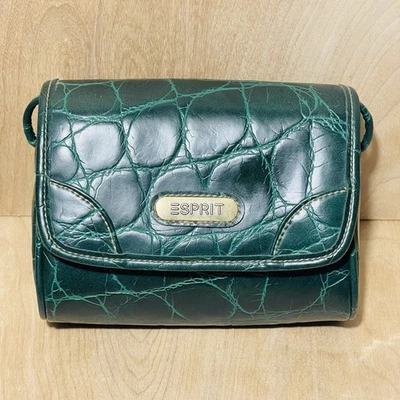 Bandolera pequeña vintage ESPRIT diseño cocodrilo verde Foto 1 de 4