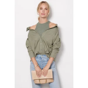 Monrow Evereve Popeline Tank Shirt Laurel Green Größe M - Bild 1 von 11