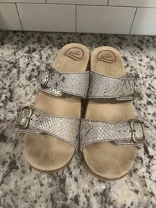 Dansko Sophie Sandalen Damen EU 39 zwei Riemen Schlangenleder silber gold - Bild 1 von 6