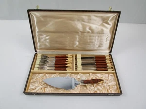 Art Deko - Dessertbesteck / Kuchenbesteck - um 1930 - Griffe Bakelite - OVP - Bild 1 von 24