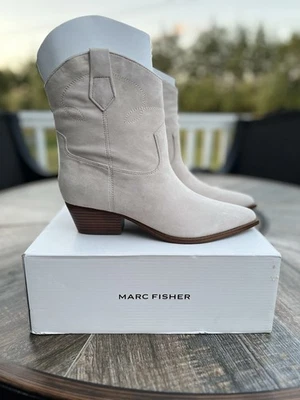 MARC FISHER Women's Nonie Boots Size 10M Taupe Cowboy Pointed Toe Fall Fashion - Image 1 of 4