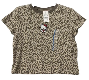 Top donna Hello Kitty Sanrio ghepardo stampa leopardata ricamato taglia L nuovo con etichetta - Foto 1 di 12