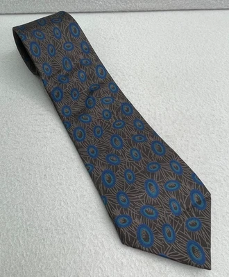 Envoy Corbata de Seda Negra Para Hombre 56” Azul Patrón Círculo Vestido Negocios Trabajo Foto 1 de 4
