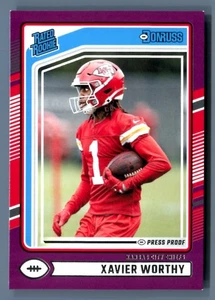 2024 Donruss XAVIER WORTHY RC PURPLE PRESS PROOF #398 Kansas City Chiefs - Picture 1 of 1