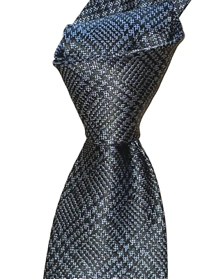 $270 NUEVO CON ETIQUETAS TOM FORD Azul Negro Glen Cuadros 3.6” Tejido Seda Cuello Corbata ITALIA Foto 1 de 4