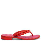 65783 Auth Chanel Red Leather And Pink Terry Cloth Flat Thong Sandals Shoes 385