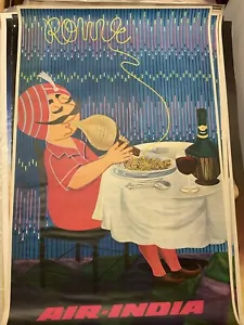 Air India Memorabilia Rome Poster Original Excellent Condition 39.5 x 25 - Picture 1 of 4
