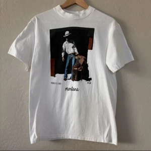 Vintage Montana T-Shirt Bill Schenck Portrait Of A Saddle Cowboy Saddle Size Med - Picture 1 of 14
