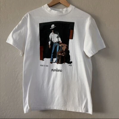 Camiseta de Colección Montana Bill Schenck Retrato de una Sillín Vaquero Sillín Talla Med Foto 1 de 4