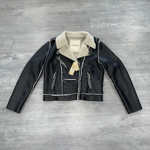 Ralph Lauren Denim Supply Biker Jacket Women’s XL Shearling Vegan Leather NWT - Picture 1 of 18