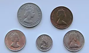 5 Assorted Q.E.II. British Commonwealth Islands Coins (1957 - 1996). - Picture 1 of 5