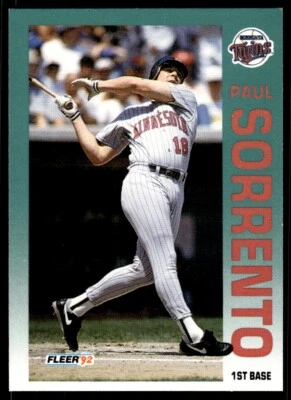 1992 Fleer Baseball Card Paul Sorrento Minnesota Twins #218 - Image 1 of 2