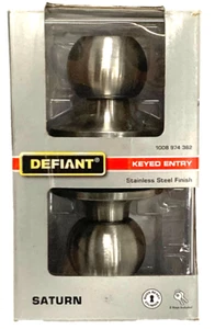 Defiant Keyed Entry Door Knob Stainless Steel Finish Exterior, Saturn 32T3600B - Picture 1 of 4