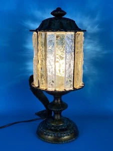 Lampada Da Tavolo Massiccia Brutalista Longobard Ferro E Vetro Design 1970 - Foto 1 di 16