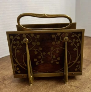 Erhard & Sohne Letter Rack Holder Nouveau Brass Rosewood Inlay Germany - Picture 1 of 19