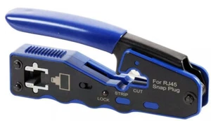 Compact RJ45 Crimper Cutter Tool for End Pass-Through Cat5/5e/6 Modular Plugs - Picture 1 of 3