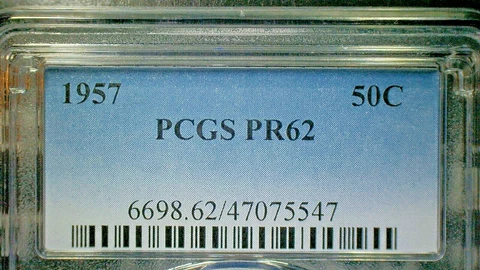 4TH OF JULY SALE RETURNS-U.S. 1957 PCGS PR62 SILVER .50c BENJAMIN COIN KM#199 Cover