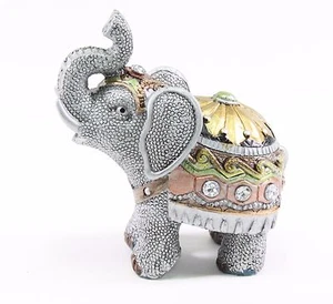 Feng Shui 4.5" Small Gray Elephant Trunk Statue Lucky Figurine Gift Home Decor. - Picture 1 of 3