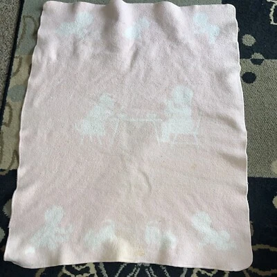 MANTA BEBÉ NIÑA MCM VINTAGE ROSA BLANCO REVERSIBLE BEBÉ GATO/PERRO Foto 1 de 4