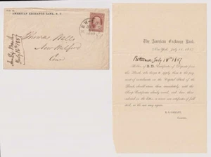 E3406: USA #11 auf 1857 NY Bankbrief, Brief - Bild 1 von 1