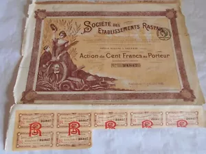 Vintage share certificate Stock Bonds etablissements raspail chemicals 1920 - Picture 1 of 4