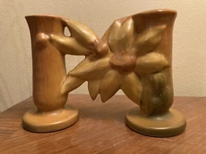 ROSEVILLE DOUBLE VASE CLEMENTIS 194-5 Excellent Condition - Picture 1 of 12