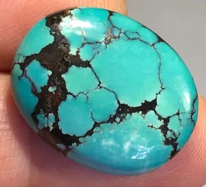 Türkis Cabochon HuBei blau grün oval 26x20mm 23ct schönes Muster behandelt Z97 - Bild 1 von 12