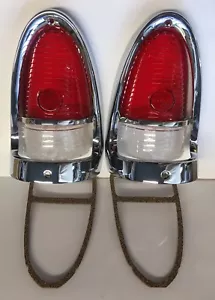 1955 Chevrolet RED LED Tail Light Lens w WHITE LED back up Bezels KIT 10 pc - Picture 1 of 7