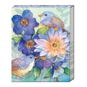 Punch Studio Bluebirds & Lotus Flowers Pocket Notepad 3" x 4" 75 Printed Sheets - Picture 1 of 3
