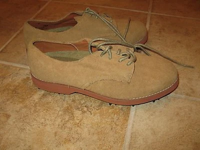 WOMENS SIZE 7 LIGHT BROWN SUEDE GOLF SHOES BY BASS **NWOB** - Image 1 of 4