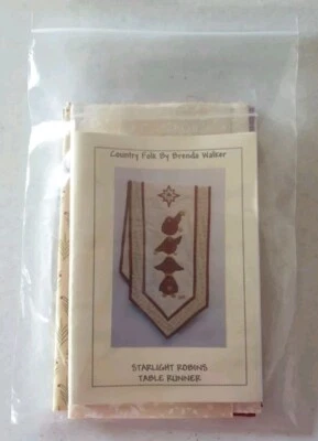 Country Folk Brenda Walker Starlight Robins Table Runner Fabric Kit & Pattern - Image 1 of 4