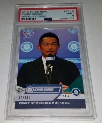 2018 Topps Now ST-8 Ichiro Suzuki Returns To Mariners Card PSA 9 Print Run 1206 - Image 1 of 2