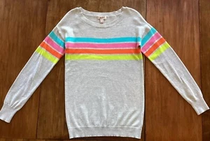 ARIZONA JEANS CO. 100% Cotton Round Neck Sweater Gray Multicolored Stripe Medium - Picture 1 of 8