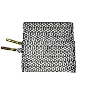 Mr Lacy Ropies flach - weiß/grau mit goldenen Metallspitzen Schnürsenkel (130 cm Länge) - Bild 1 von 1