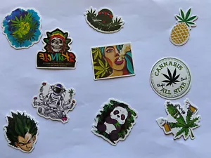 10 Adesivi Sticker Vinile Marijuana Ganja Bob Marley Weed Cannabis - Foto 1 di 11