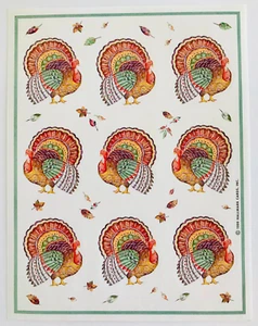 Hallmark Stickers Vtg Thanksgiving Turkeys Pretty NEW - Picture 1 of 1